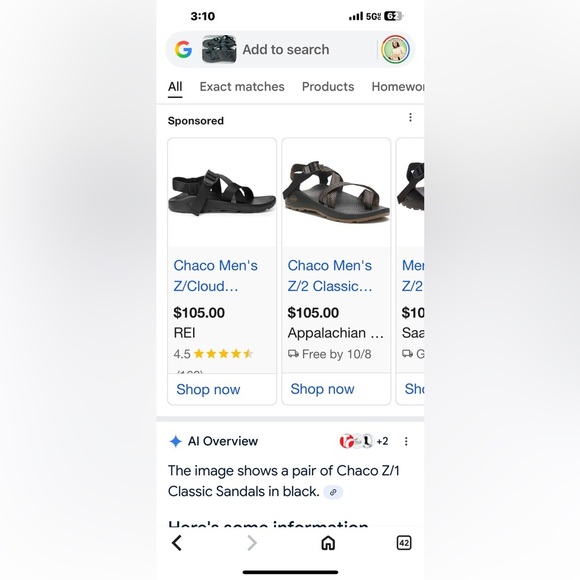 Chaco Z/1 Classic Sandals Womens Size 9 Color Black - Picture 2 of 8